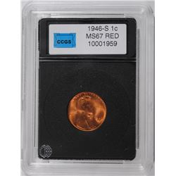 1946-S LINCOLN CENT, CCGS SUPERB BU RED