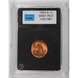 1954-S LINCOLN CENT, CCGS SUPERB BU RED!