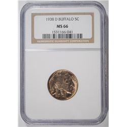1938-D BUFFALO NICKEL, NGC MS-66