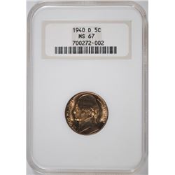 1940-D JEFFERSON NICKEL, NGC MS-67
