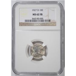1927-D MERCURY DIME, NGC MS-62 FULL BANDS