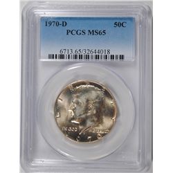 1970-D KENNEDY HALF DOLLAR, PCGS MS-65 BETTER DATE