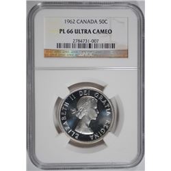 1962 CANADIAN HALF DOLLAR, NGC PL-66 ULTRA CAMEO!  RARE!!
