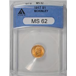 1917 MCKINLEY MEMORIAL GOLD DOLLAR ANACS MS-62