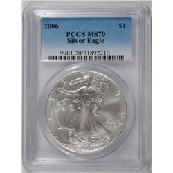 2006 AMERICAN SILVER EAGLE, PCGS MS-70 PERFECT!