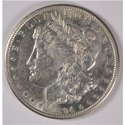 1894-S MORGAN SILVER DOLLAR, CHOICE BU