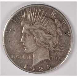 1928 PEACE SILVER DOLLAR, XF KEY DATE