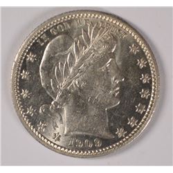 1909-D BARBER QUARTER, CHOICE BU BLAST WHITE!