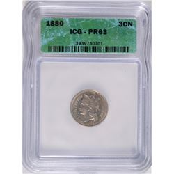 1880 3 CENT NICKEL ICG PR-63