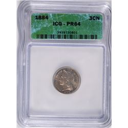 1884 3 CENT NICKEL ICG PR-64