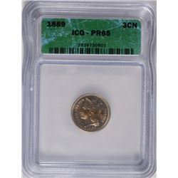 1889 3 CENT NICKEL ICG PR-65
