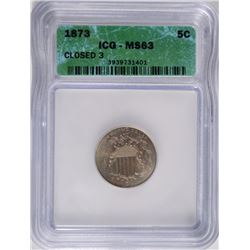1873 SHIELD NICKEL ICG MS-63