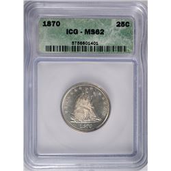 1870 SEATED LIBERTY QUARTER ICG MS-62