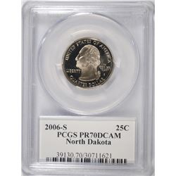 2006-S NORTH DAKOTA STATE QUARTER,  PCGS PR-70 DCAM