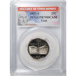 2007-S UTAH STATE QUARTER, PCGS PR-70 DCAM