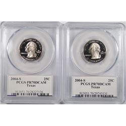 ( 2 ) 2004-S TEXAS STATE QUARTERS, PCGS PR-70 DCAM