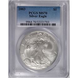 2003 AMERICAN SILVER EAGLE, PCGS MS-70! PERFECT!
