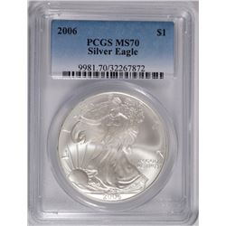 2006 AMERICAN SILVER EAGLE, PCGS MS-70 PERFECT!