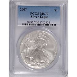 2007 AMERICAN SILVER EAGLE, PCGS MS-70 PERFECT!