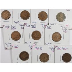 (10) INDIAN HEAD CENTS (1857, 1858 SL, 1858 LL, 1859, 1860, 1861, 1862, 1863,