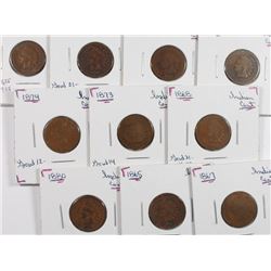 (10) INDIAN HEAD CENTS (1865, 1867, 1868, 1873, 1874, 1875, 1876, 1878, 1879,