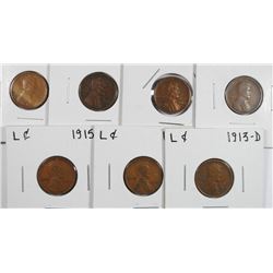 (7) LINCOLN CENTS (1909, 1913-D, 1915, 1915-D, 1916-D, 1916-S, 1921-S)