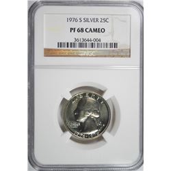 1976-S SILVER PROOF WASHINGTON QUARTER NGC PF-68 CAMEO