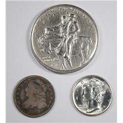 (3) MISC COINS (1835-10C, 1945-S-10C, 1925-STONE MOUNTAIN 50C)