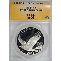 2008 PROOF BALD EAGLE COMMEN DOLLAR ANACS PF-69 DCAM