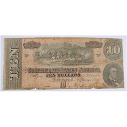 1864 $10 CONFEDERATE STATES OF AMERICA NOTES