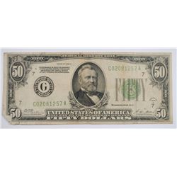 1928 $50 FEDERAL RESERVE NOTE (REDEEMABLE IN GOLD)