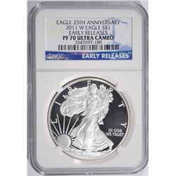 2011-W PROOF SILVER AMERICAN EAGLE NGC PF-70 UC (EARLY RELEASE)