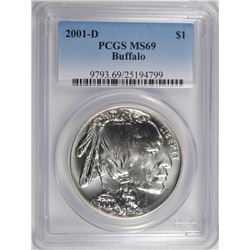 2001-D BUFFALO COMMEN DOLLAR PCGS MS-69