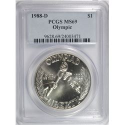1988-D OLYMPICS COMMEN DOLLAR PCGS MS-69