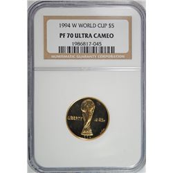 1994-W $5 PROOF GOLD (WORLD CUP) COMMEN NGC PF-70 !!!! UC