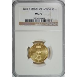 2011 $5 GOLD (MEDAL OF HONOR) COMMEN NGC MS-70 !!!!