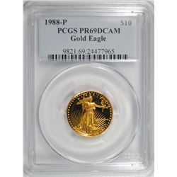 1988 $10 PROOF GOLD AMERICAN EAGLE PCGS PR-69 DCAM