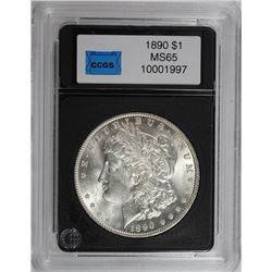 1890 MORGAN DOLLAR CCGS GEM BU WHITE