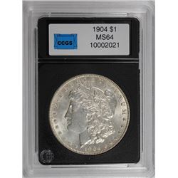 1904 MORGAN DOLLAR CCGS GEM BU, NICE