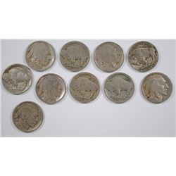 (10) 1916-S BUFFALO NICKELS