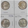 Image 1 : (4) CH BU 1934 WASHINGTON QUARTERS