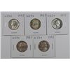 Image 1 : (5) CH BU 1937 WASHINGTON QUARTERS