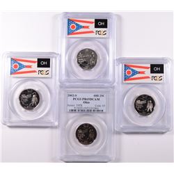 ( 4 ) PCGS GRADED OHIO STATE QUARTERS: ( 2 )  PR-69 DCAM & ( 2 ) PR-70 DCAM