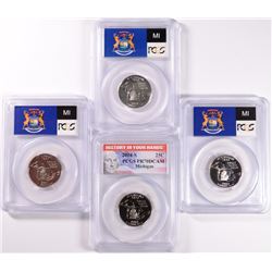 ( 4 ) PCGS GRADED PR-70 DCAM 2004-S MICHIGAN STATE QUARTERS