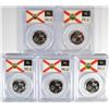 Image 1 : ( 5 ) PCGS GRADED PR-70 DCAM FLORIDA STATE QUARTERS: 4-CLAD & 1-SILVER!
