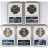 Image 2 : LOT OF ( 5 ) 1987-D KENNEDY HALF DOLLARS, NGC MS-66