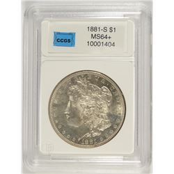 1881-S MORGAN SILVER DOLLAR, CCGS CHOICE BU+