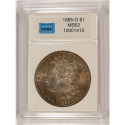 1885-O MORGAN SILVER DOLLAR, CCGS CHOICE BU   SOME COLOR