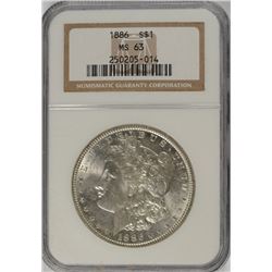 1886 MORGAN SILVER DOLLAR, NGC MS-63