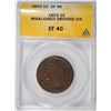 Image 1 : 1853 LARGE CENT ANACS EF-40 RARE MINT ERROR!! MISALIGNED OBVERSE DIE!!!